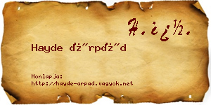 Hayde Árpád névjegykártya