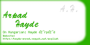 arpad hayde business card